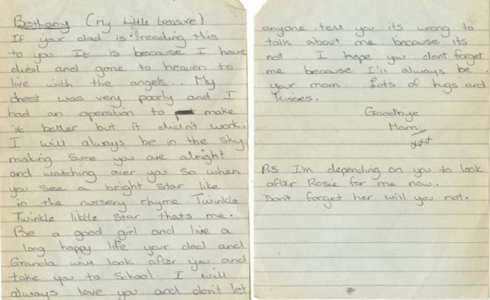 Dying mum`s letter found in book in second-hand bookshop